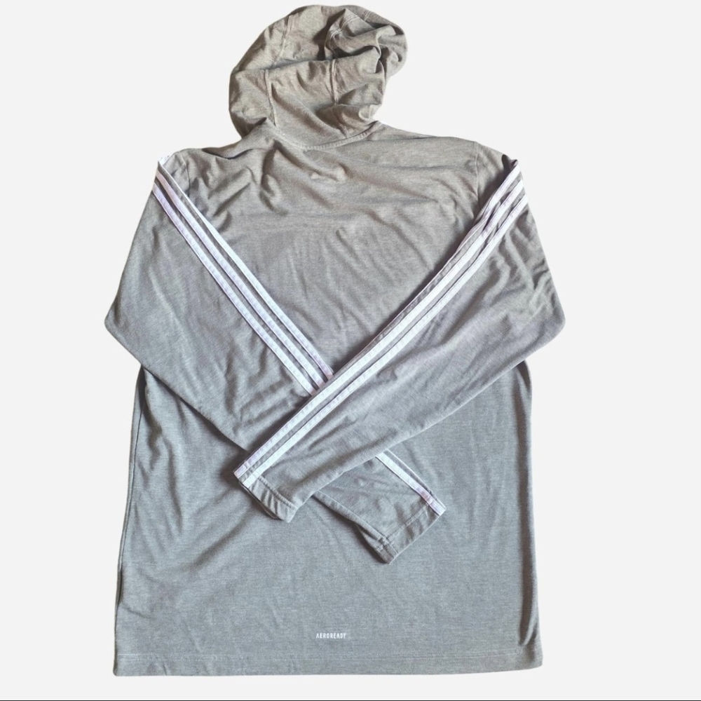Adidas Men's Green Hoodie with Striped Sleeves Size L - Picture 2 of 4